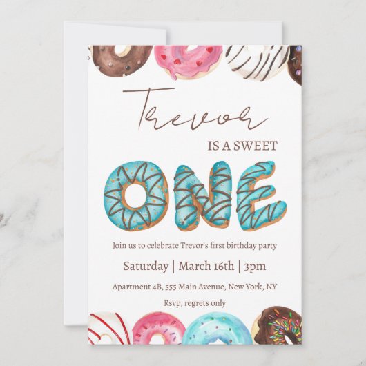 Doughnut illustratie zoet een verjaardag kaart (Voorkant)