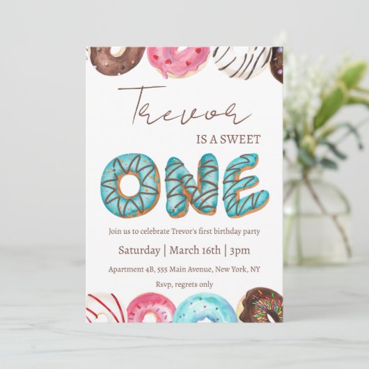 Doughnut illustratie zoet een verjaardag kaart (Staand voorkant)