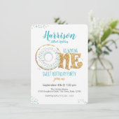 Doughnut One Sweet 1st Verjaardagsfeest Kaart (Staand voorkant)