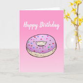 Doughnut op Folded Greeting Birthday Kaart (Gele Bloem)
