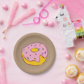 Doughnut roze ijsveeg papieren bordje (Feest)