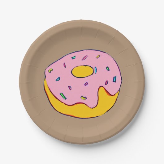 Doughnut roze ijsveeg papieren bordje (Voorkant)