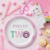 Doughnut Second Birthday Personalized Papieren Bordje (Feest)