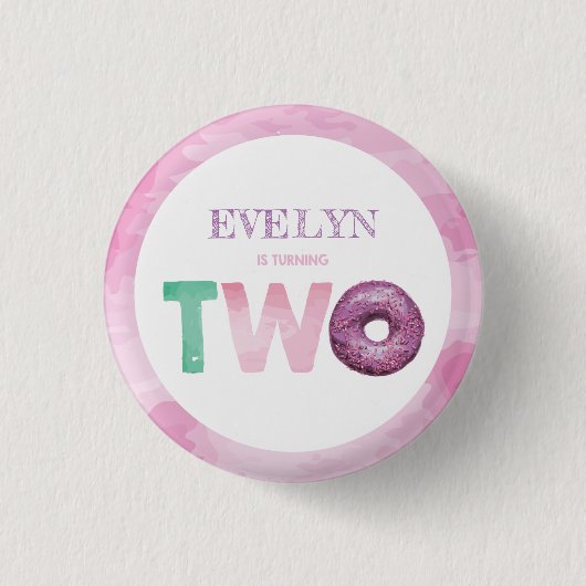 Doughnut Second Birthday Ronde Button 3,2 Cm (Voorkant)