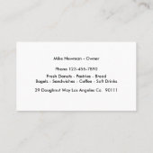 Doughnut Shop Afbeelding Business Visitekaartje (Achterkant)