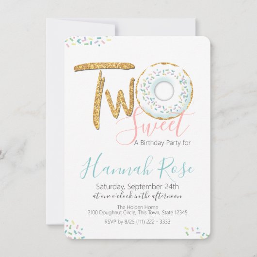 Doughnut twee lief 2e verjaardagsfeest kaart (Voorkant)