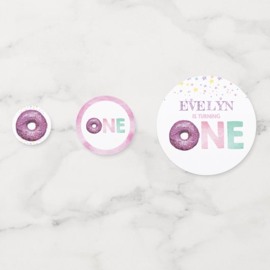 Doughnut verjaardag gepersonaliseerd confetti (Voorkanten)