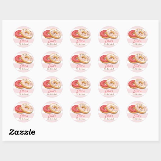 Doughnut Verjaardagsfeestje Stickers (Vel)