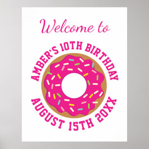 Doughnut Verjaardagsfeestthema schattig welkom pos Poster
