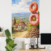 Doughnut Village teken rustiek Poster (Thuiskantoor)