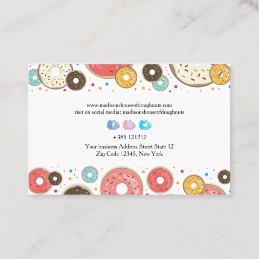 Doughnuts Colorful Pattern Visitekaartje (Achterkant)
