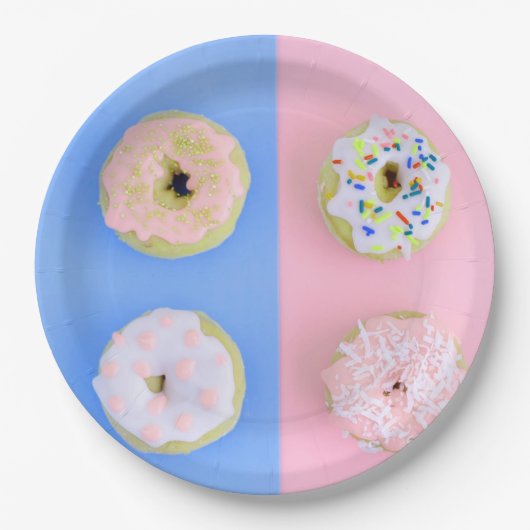 Doughnuts pastel papieren bordje (Voorkant)