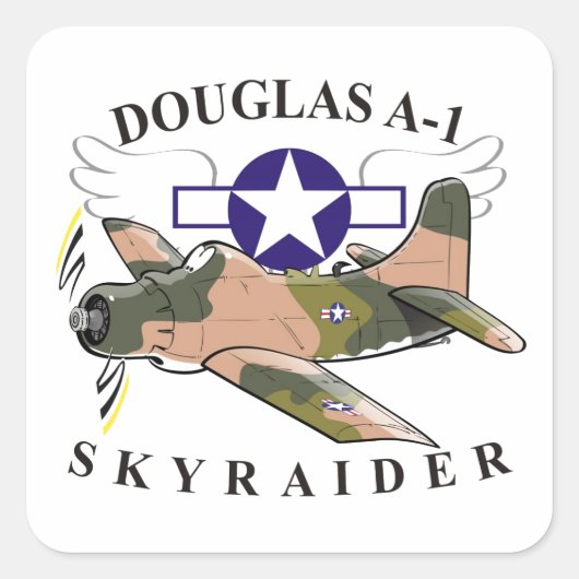 douglas a-1 skyraider vierkante sticker (Voorkant)
