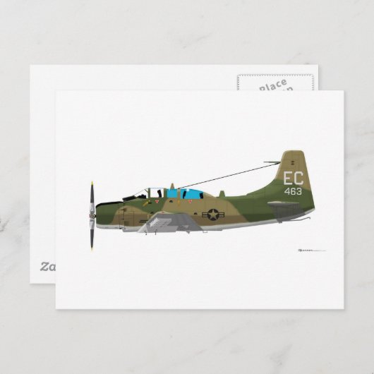 Douglas A-1E Skyraider Briefkaart (Voorkant / Achterkant)