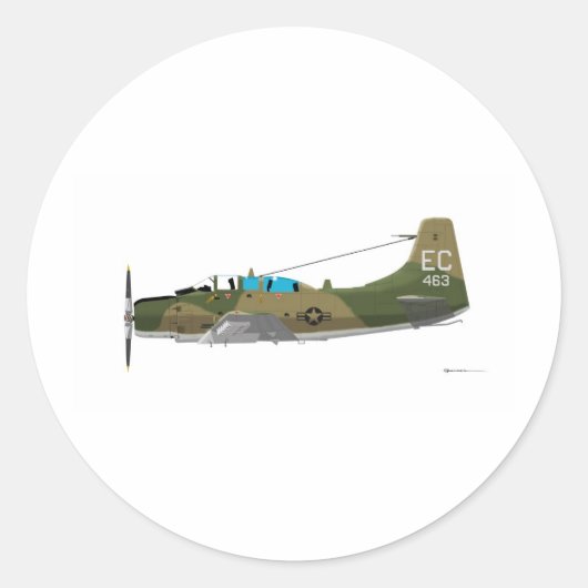 Douglas A-1E Skyraider Ronde Sticker (Voorkant)