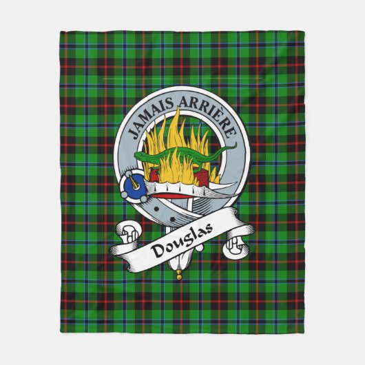 Douglas Black Clan Badge Tartan Pset Fleece Deken (Voorkant)