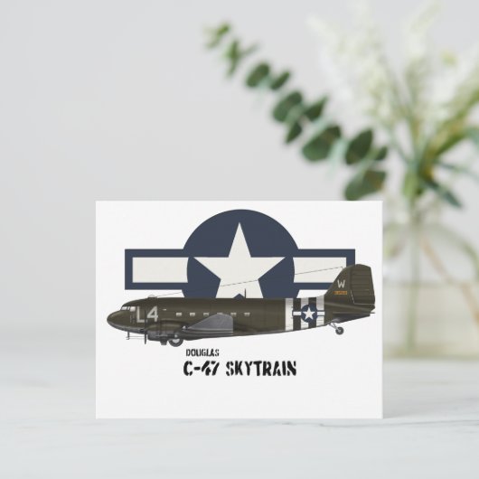 Douglas C-47 Skytrain Briefkaart (Staand voorkant)