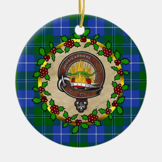 Douglas Clan Badge & Tartan Persoonlijke mas Keramisch Ornament (Voorkant)