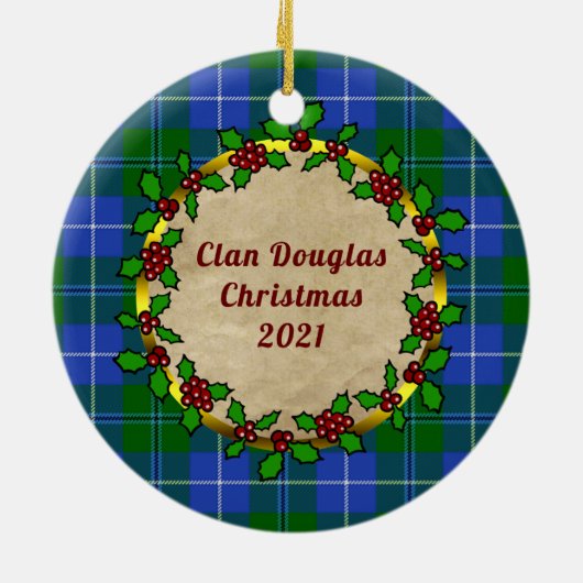 Douglas Clan Badge & Tartan Persoonlijke mas Keramisch Ornament (Achterkant)