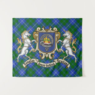 Douglas Clan Badge & Unicorns w/Tartan Wandkleed