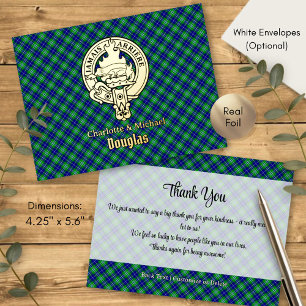 Douglas Clan Crest op tartan Folie Uitnodiging Briefkaart
