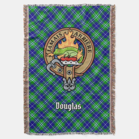 Douglas Clan Crest over tartan Deken (Voorkant Verticaal)