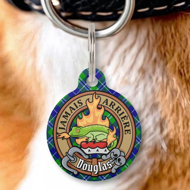 Douglas Clan Crest over tartan Huisdierpenning (Creator heeft geüpload)