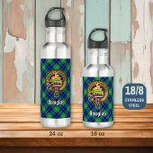 Douglas Clan Crest over tartan Waterfles