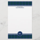 Douglas Clan Donkerblauw Modern Tartan Monogram Briefpapier (Voorkant)