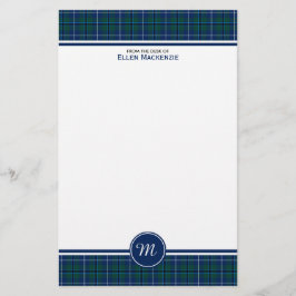 Douglas Clan Donkerblauw Modern Tartan Monogram Briefpapier