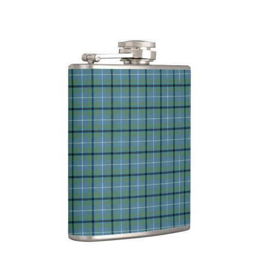 Douglas Clan Lichtblauw en Groen Oud Tartan Heupfles (Rechts)