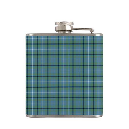 Douglas Clan Lichtblauw en Groen Oud Tartan Heupfles (Achterkant)