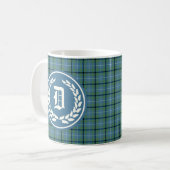 Douglas Clan Lichtblauw Oud Tartan Monogram Koffiemok (Voorkant links)
