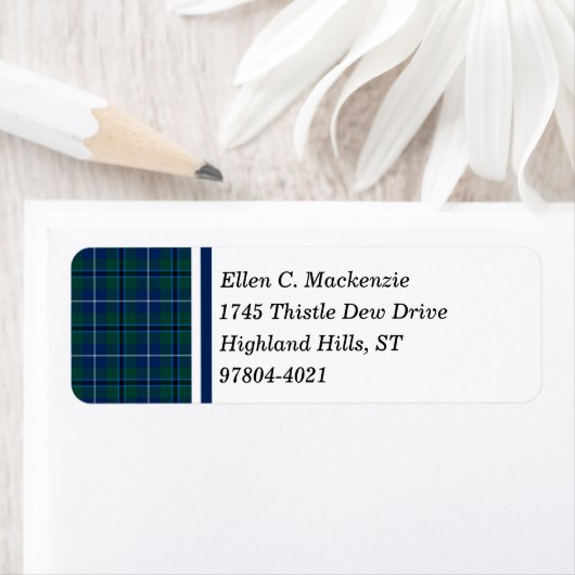 Douglas Clan Modern Navy Blue Tartan Etiket (Insitu)
