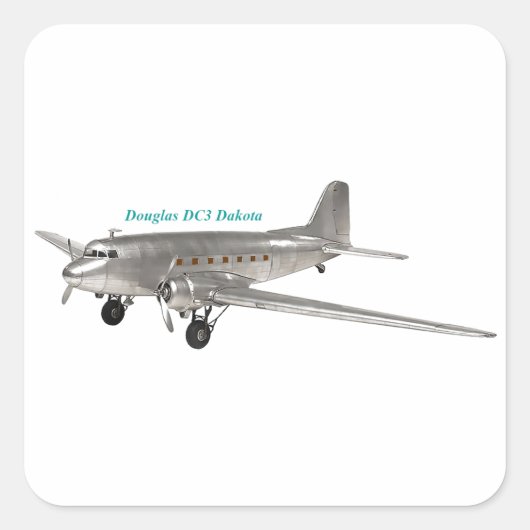 Douglas DC3 Dakota Vierkante Sticker (Voorkant)