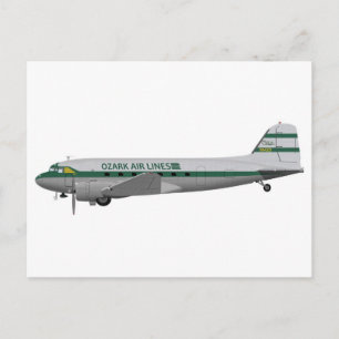 Douglas DC-3 Ozark Airlines Briefkaart