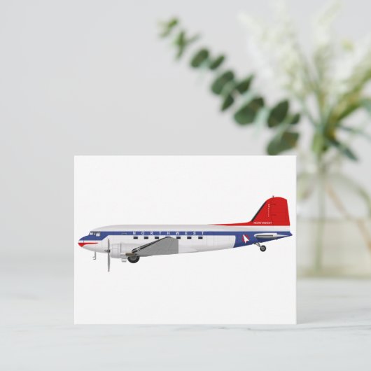 Douglas DC-3 Skytrain Northwest Airlines Briefkaart (Staand voorkant)