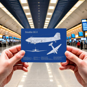 Douglas DC-3 - Vliegtuig Blauwdruk Tekenplan ABD Briefkaart
