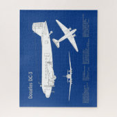Douglas DC-3 - Vliegtuig Blauwdruk Tekenplan ABD Legpuzzel (Verticaal)