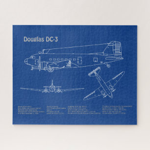 Douglas DC-3 - Vliegtuig Blauwdruk Tekenplan AD Legpuzzel