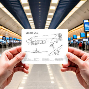 Douglas DC-3 - Vliegtuig Blauwdruk Tekenplannen BD Briefkaart
