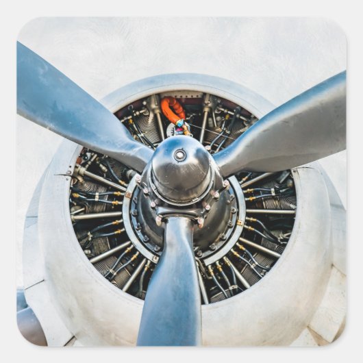 Douglas DC-3 Vliegtuig. propeller Vierkante Sticker (Voorkant)