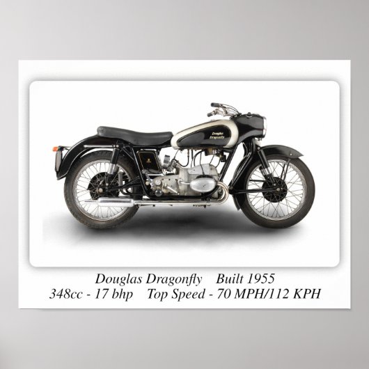 Douglas Dragonfly-motorfiets - A3-Poster Poster (Voorkant)