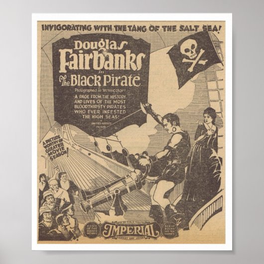 Douglas Fairbanks Billie Dove Black Pirate 1926 Poster (Voorkant)
