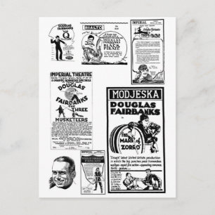 Douglas Fairbanks Silent Film ads Briefkaart