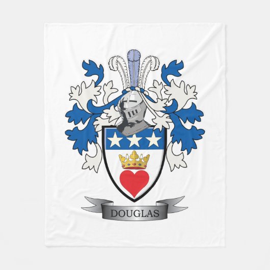 Douglas Family Crest Coat of Arms Fleece Deken (Voorkant)