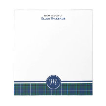 Douglas Family Navy Blue Modern Tartan Monogram