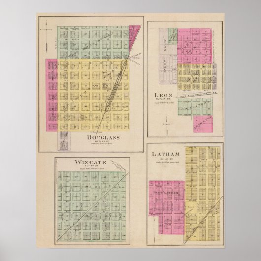 Douglas, Leon, Wingate en Latham, Kansas Poster (Voorkant)
