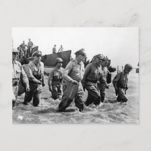 Douglas MacArthur landt op Leyte Philippine Island Briefkaart (Voorkant)