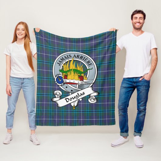 Douglas Modern Clan Badge Tartan Pset Fleece Deken (In situ)